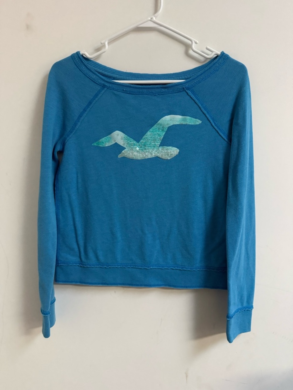 Hollister Teal Blue Graphic Crewneck